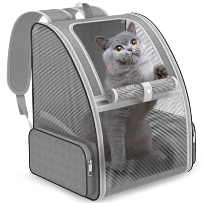 Breathable Mesh Pet Backpack – Foldable Travel Carrier with Built-In Safety Buckles & Dual Storage Pockets