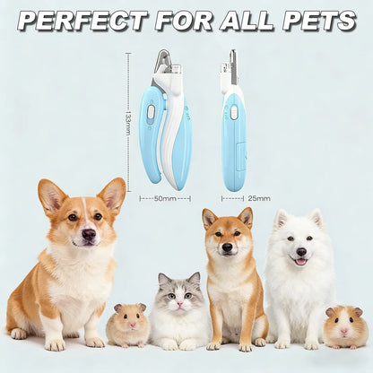 2-in-1 Pet Nail Clippers with Bright LED Light – Safe Quick-Cutting Claw Grooming Kit with Sharp Stainless Steel Blades for Cats and Dogs