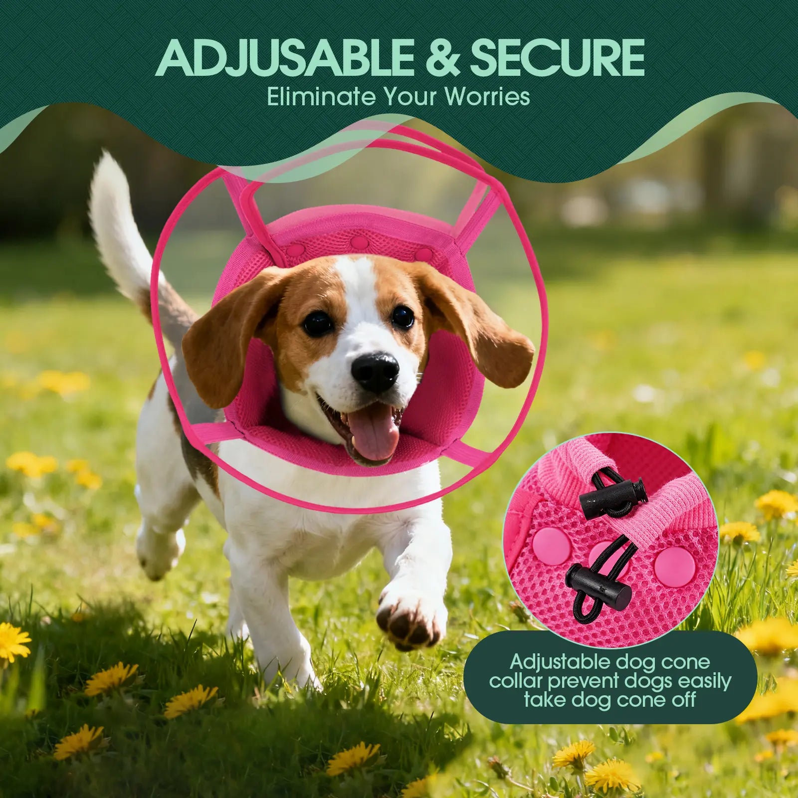 Adjustable Soft E-Collar for Dogs – Breathable & Humane Post-Surgery Recovery Cone to Prevent Licking