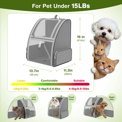 Breathable Mesh Pet Backpack – Foldable Travel Carrier with Built-In Safety Buckles & Dual Storage Pockets