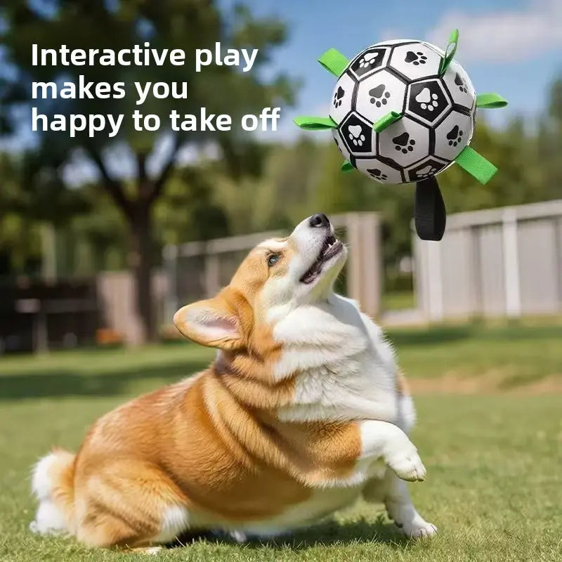 Dog Soccer Ball with 9 Grab Tabs – Interactive Herding & Water Toy for Medium and Large Dogs, Perfect Gift for Active Pets