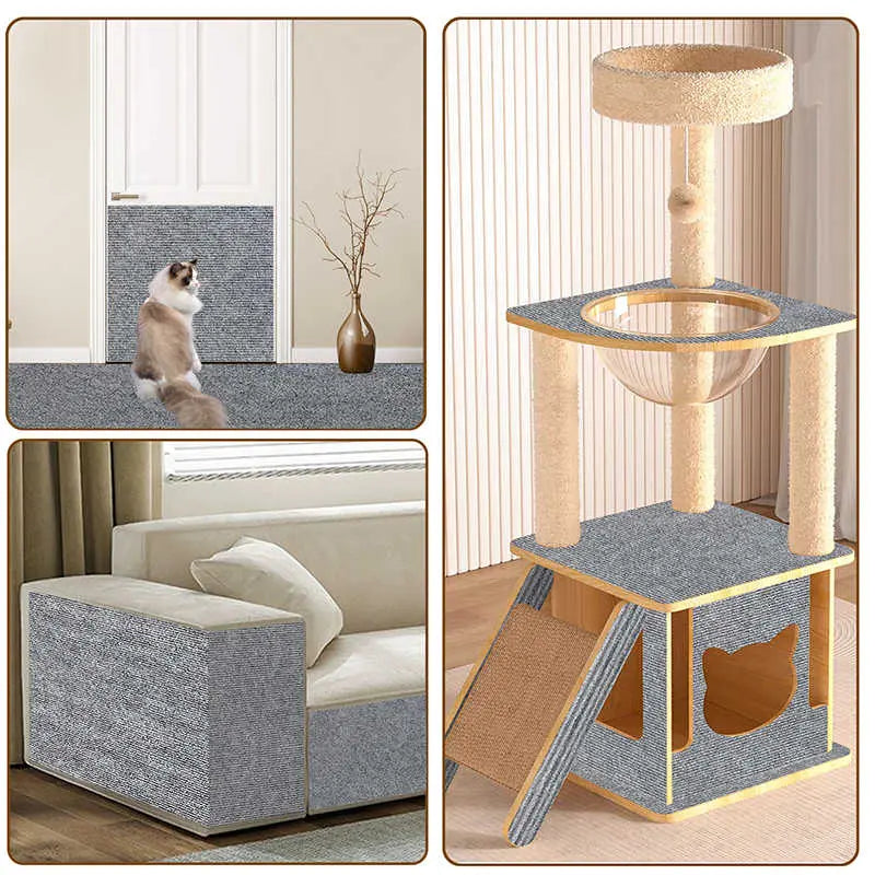 Cuttable Anti-Scratch Cat Mat – Self-Adhesive Sofa & Wall Protector, Durable Vertical Scratching Pad for Claw Sharpening