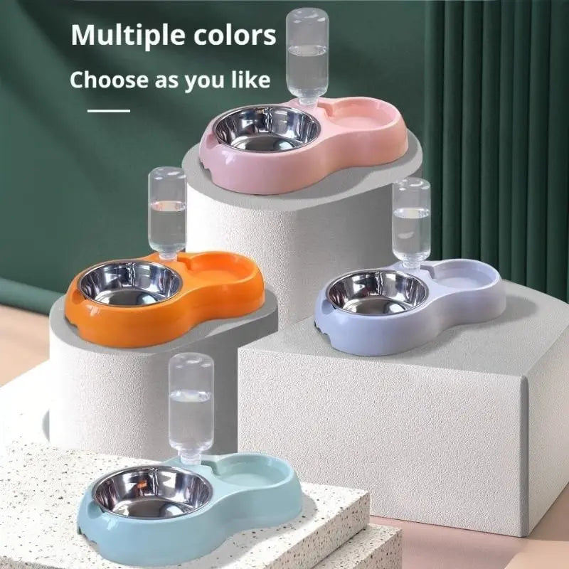 Automatic Gravity Pet Feeder Station – Stainless Steel Double Bowl Set & Drink Dispenser for Cats and Dogs