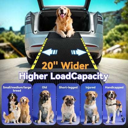 74" Long Portable Dog Ramp – Lightweight, Heavy-Duty Folding Pet Ramp with Non-Slip Safety Mesh for Large Dogs, SUVs & Trucks