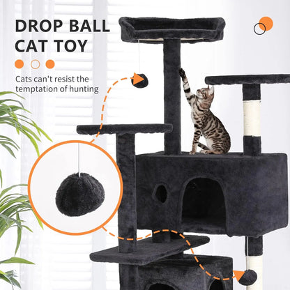 Modern Vertical Cat Tree Tower – Multi-Level Activity Center with Condo & Scratching Posts