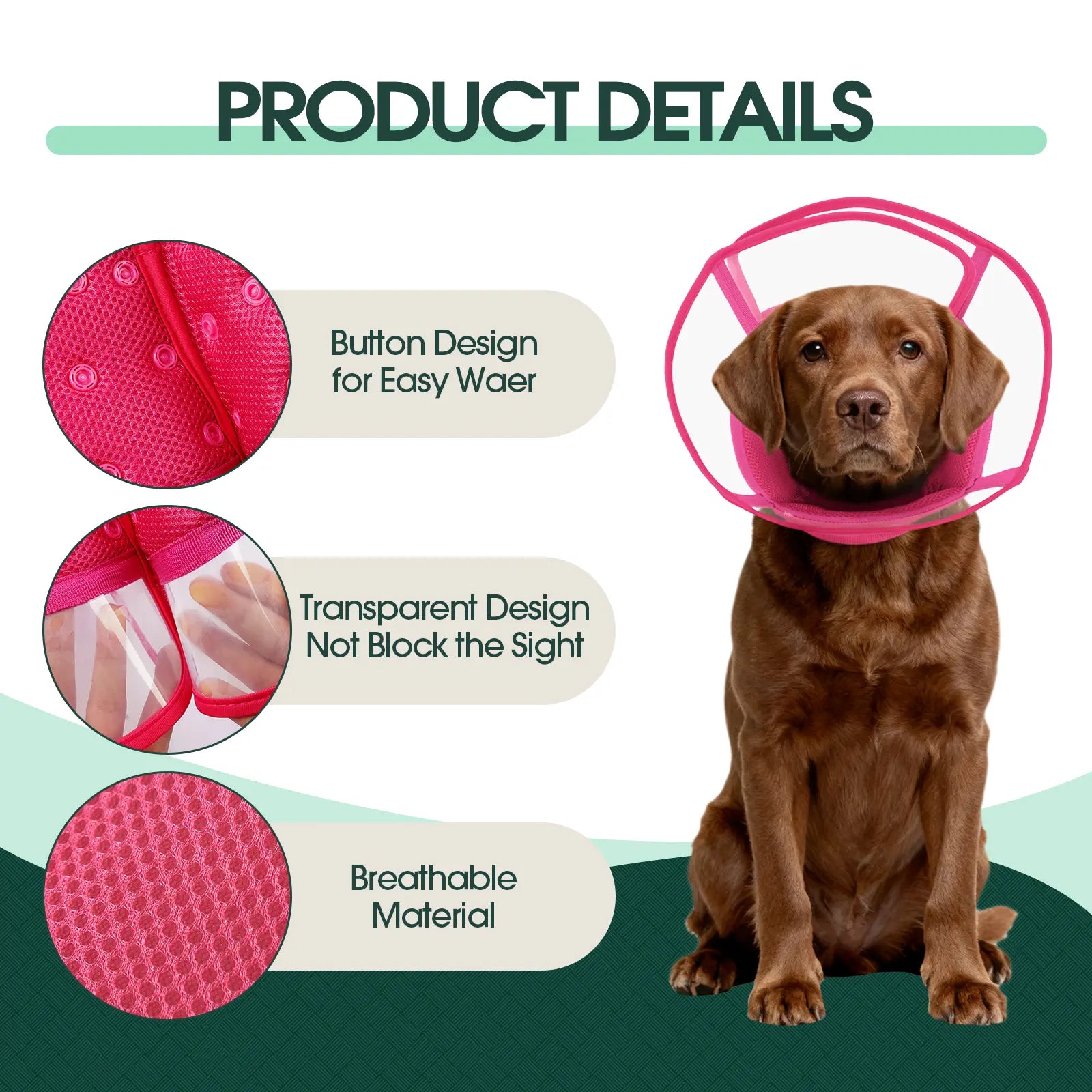 Adjustable Soft E-Collar for Dogs – Breathable & Humane Post-Surgery Recovery Cone to Prevent Licking