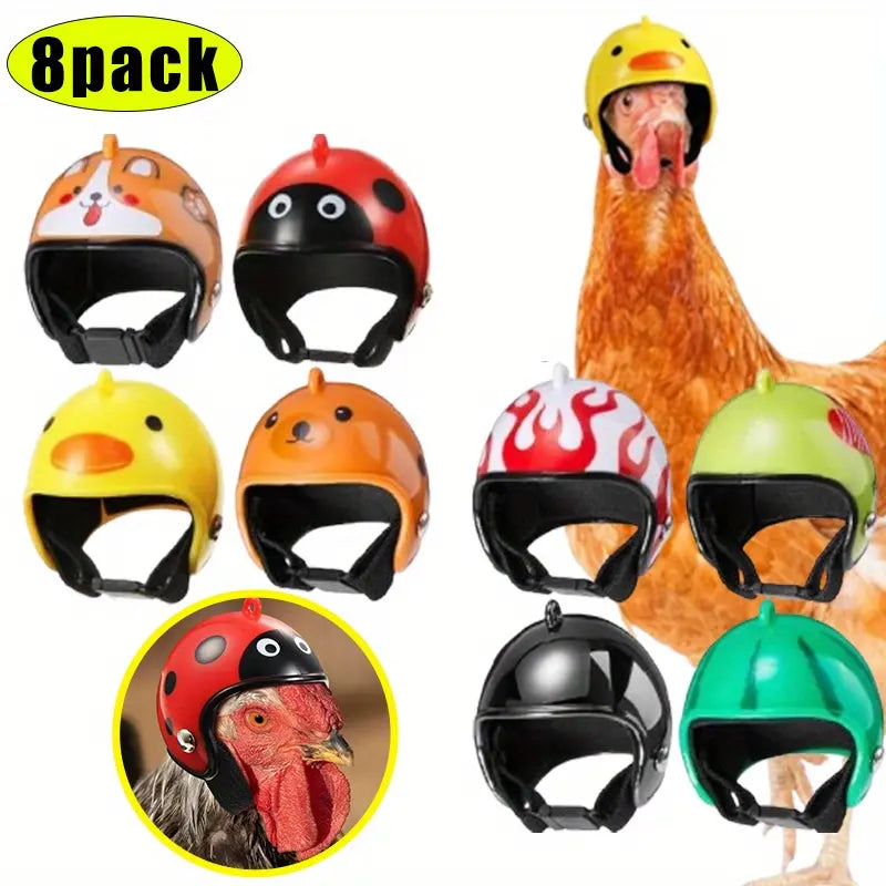 8-Pack Fun Waterproof Chicken Hats – Adjustable Miniature Pet Protection & Costume Gear