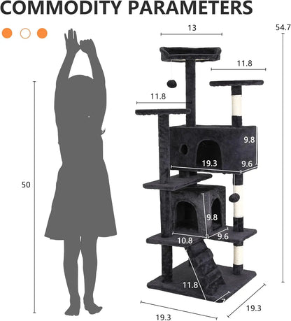 Modern Vertical Cat Tree Tower – Multi-Level Activity Center with Condo & Scratching Posts