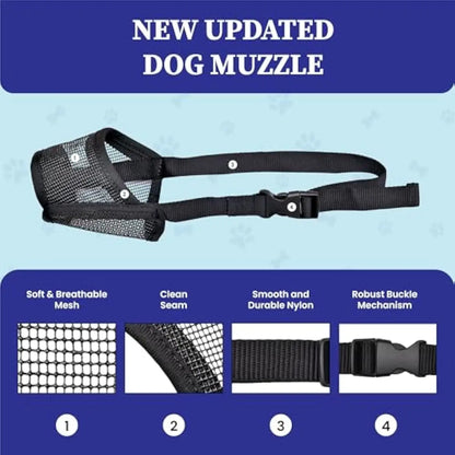 Adjustable Air Mesh Dog Muzzle – Breathable Anti-Biting, Barking & Scavenging Protection for All Sizes