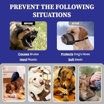 Adjustable Air Mesh Dog Muzzle – Breathable Anti-Biting, Barking & Scavenging Protection for All Sizes