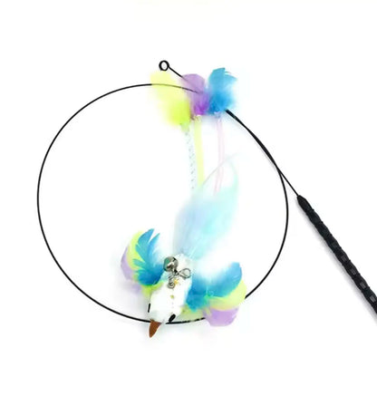 Interactive Feather Bird Cat Teaser – Hanging Wand Toy with Bell and String