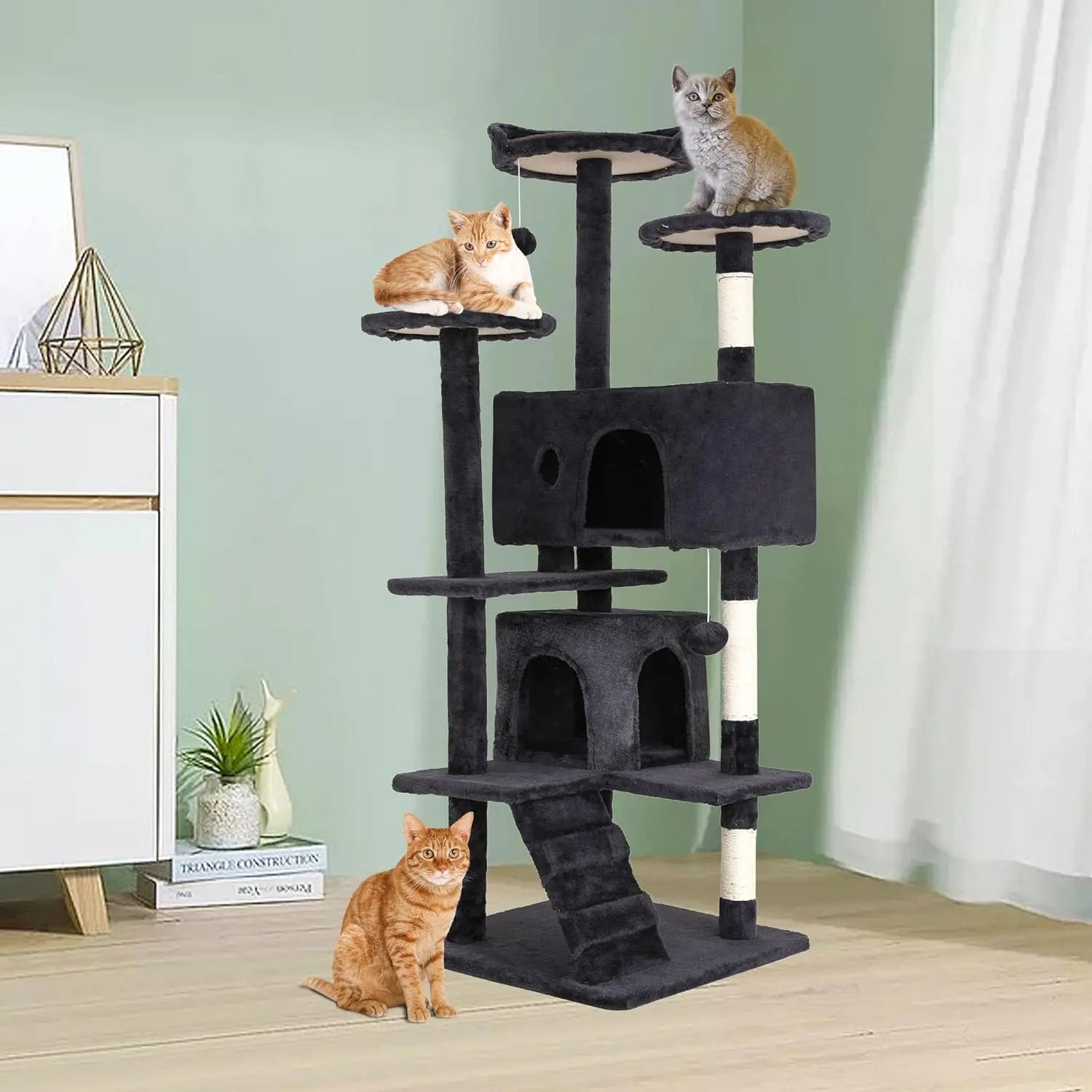 Modern Vertical Cat Tree Tower – Multi-Level Activity Center with Condo & Scratching Posts