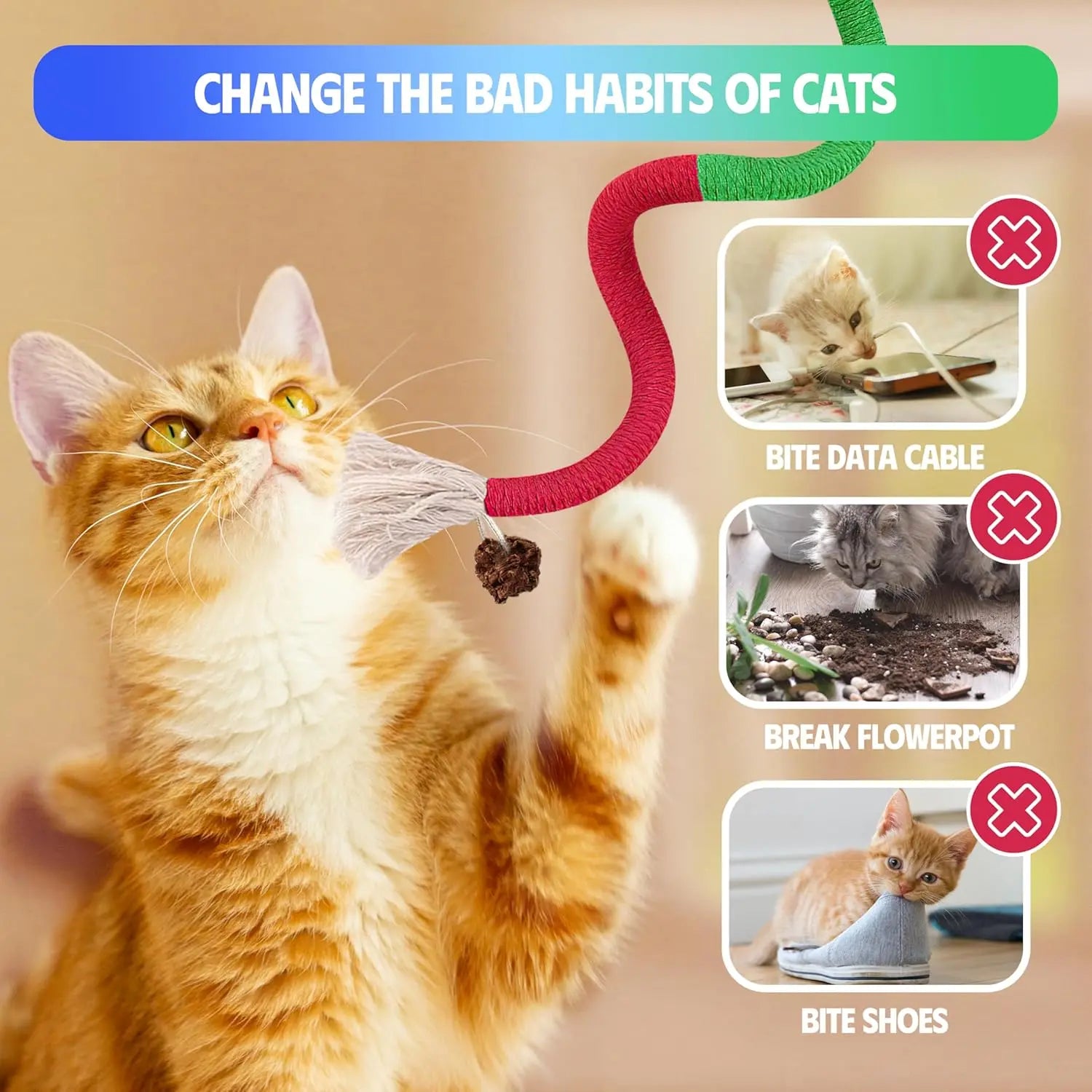 Cat Chew Ropes (9-Piece Set) – Interactive Dental Cleaning Toys with Refillable Natural Catnip