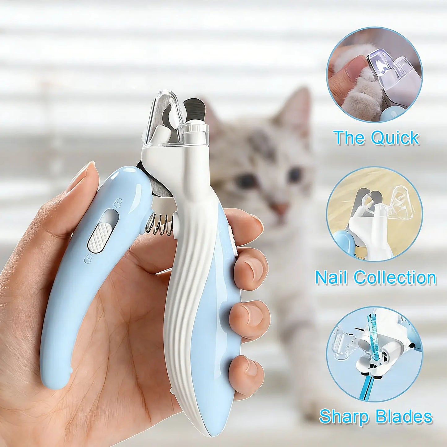 2-in-1 Pet Nail Clippers with Bright LED Light – Safe Quick-Cutting Claw Grooming Kit with Sharp Stainless Steel Blades for Cats and Dogs