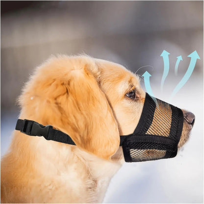 Adjustable Air Mesh Dog Muzzle – Breathable Anti-Biting, Barking & Scavenging Protection for All Sizes